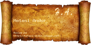 Hetesi Andor névjegykártya